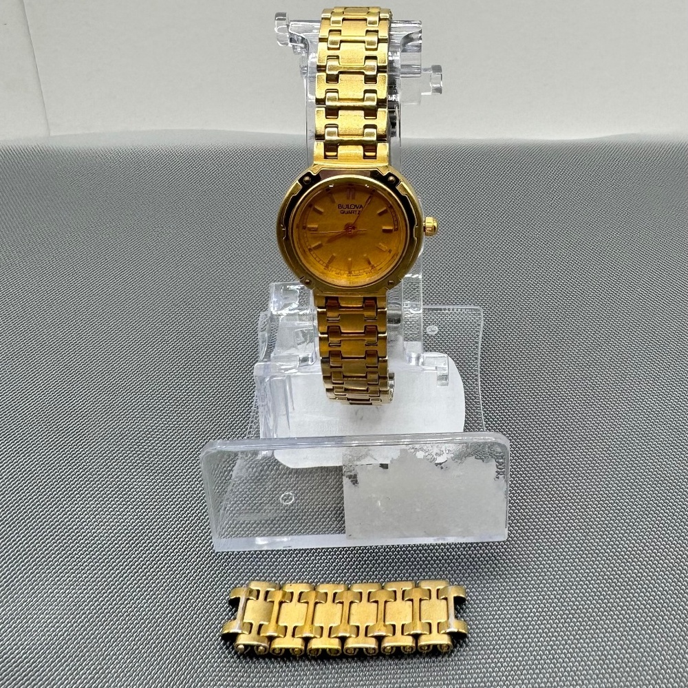 Bulova Quartz Yellow Gold Dial Strap for Women